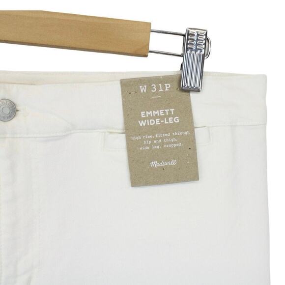 Madewell Emmett Wide-Leg Crop Jean Welt Pocket Edition Tile White Size 31 P NWT - Picture 4 of 8